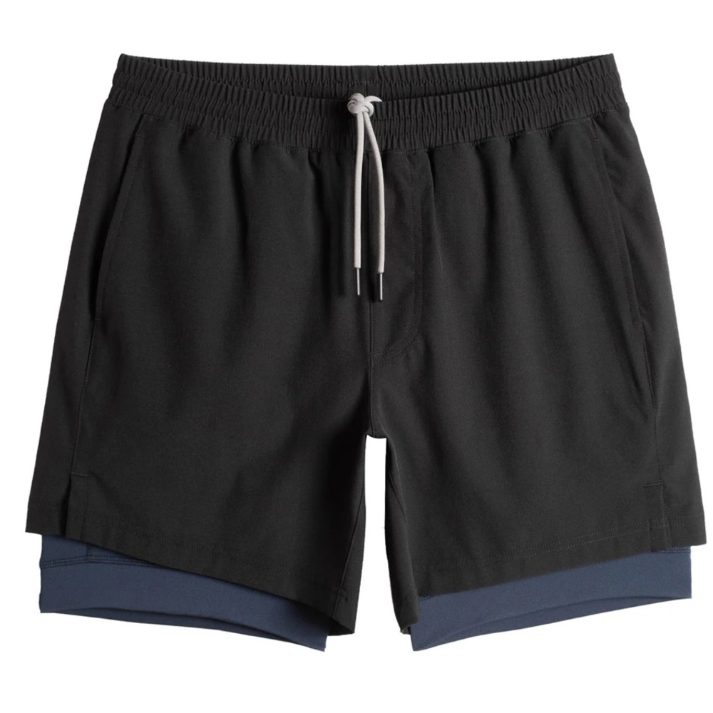 NWOT Men’s Black Gym Swim Shorts with Compression Underlining / Pockets / Medium